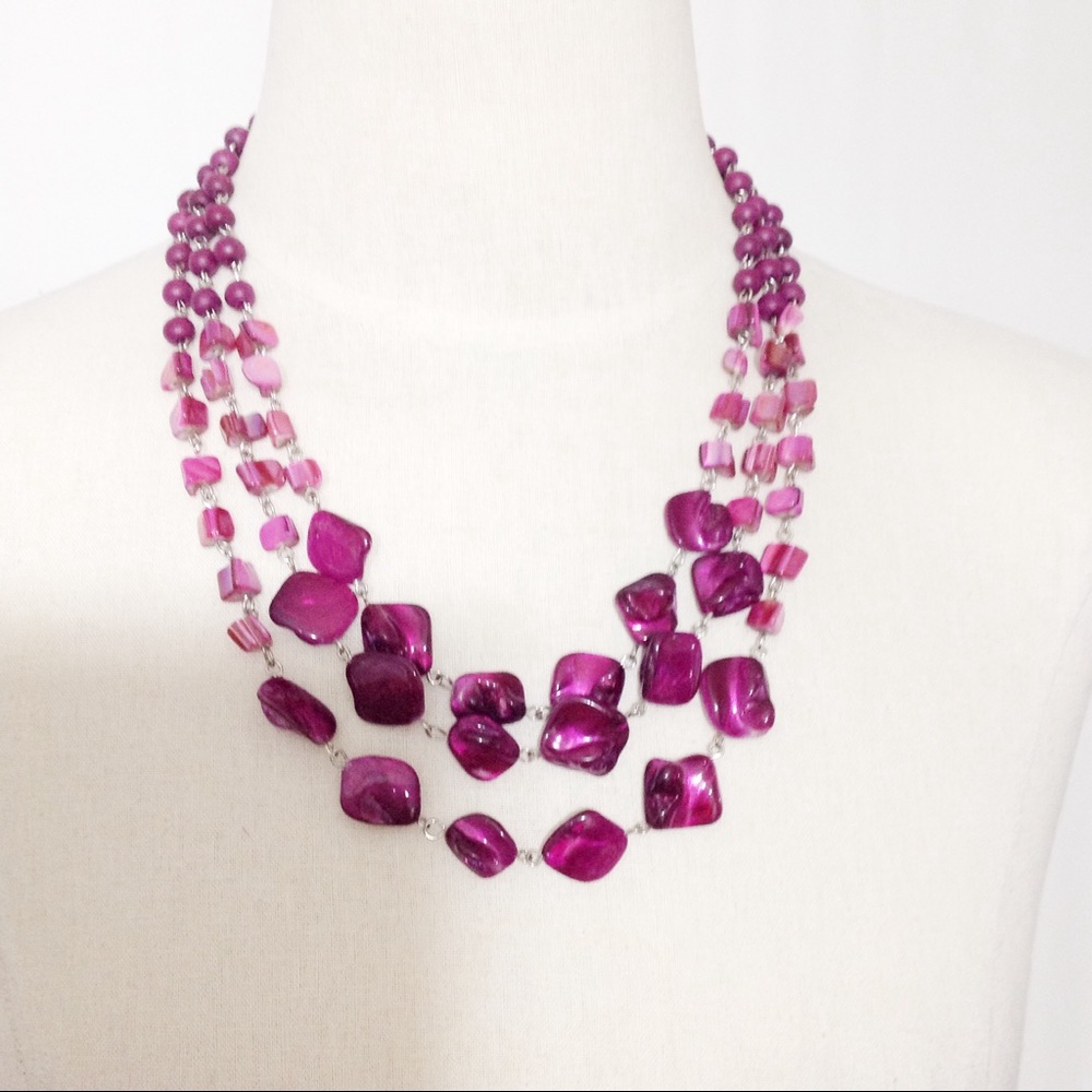 3-Strand Purple Shell Necklace